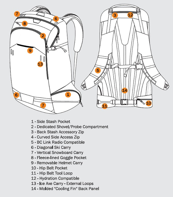 BCA Stash Pro 32 Litre Ski Backpack - 3 Year Warranty