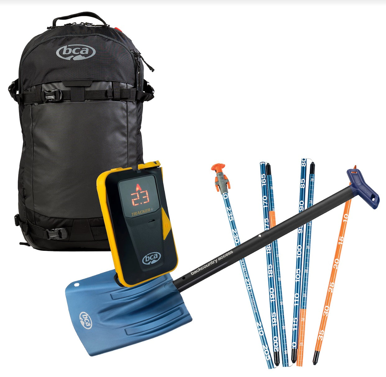 NEW BCA Tracker 'T4' Avalanche Stash Rescue Package - Transceiver, Shovel, Probe & Stash 20L